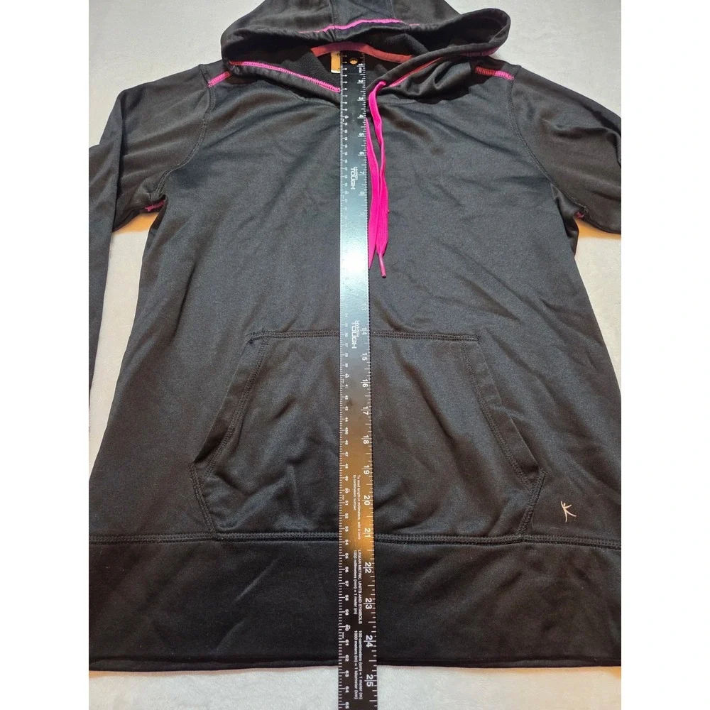 296. Danskin Now Girls M 8-10 Black Pink Hooded Athletic Pullover Hoodie